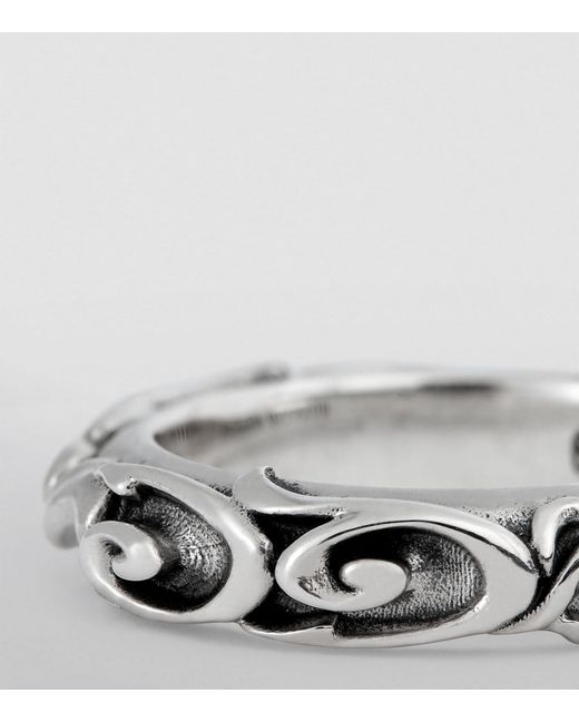 Emanuele Bicocchi Metallic Sterling Silver Arabesque Ring for men