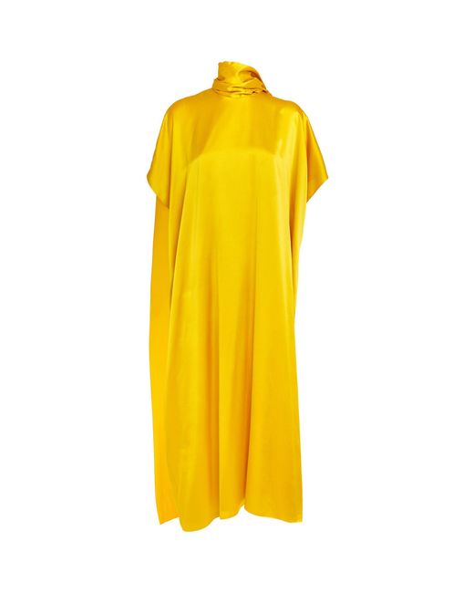 Roksanda Yellow Silk Draped-back Midi Dress