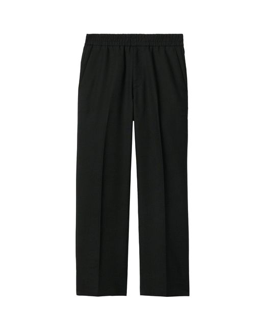 Burberry Black Wool-blend Wide-leg Trousers for men