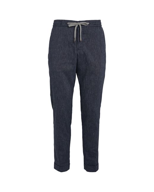 Marco Pescarolo Blue Cashmere-linen Drawstring Trousers for men