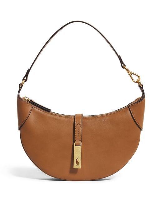 Polo Ralph Lauren Brown Leather Polo Id Shoulder Bag