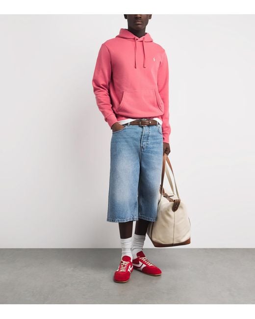 Polo Ralph Lauren Pink Cotton Loopback Fleece Polo Pony Hoodie for men
