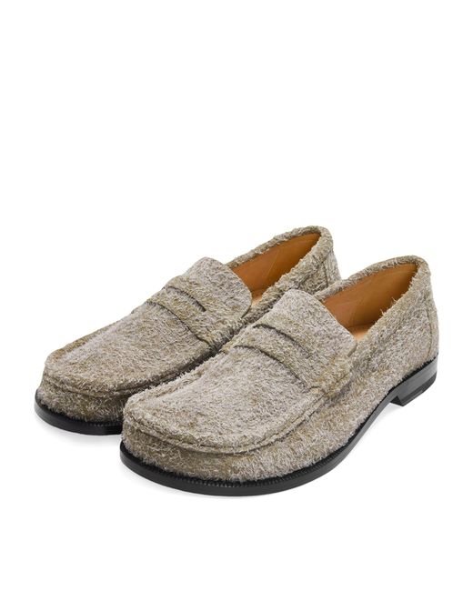Loewe Gray Brushed Suede Campo Loafers for men