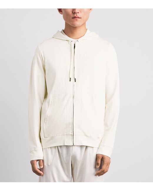 Derek Rose White Micromodal Zip-Up Hoodie for men