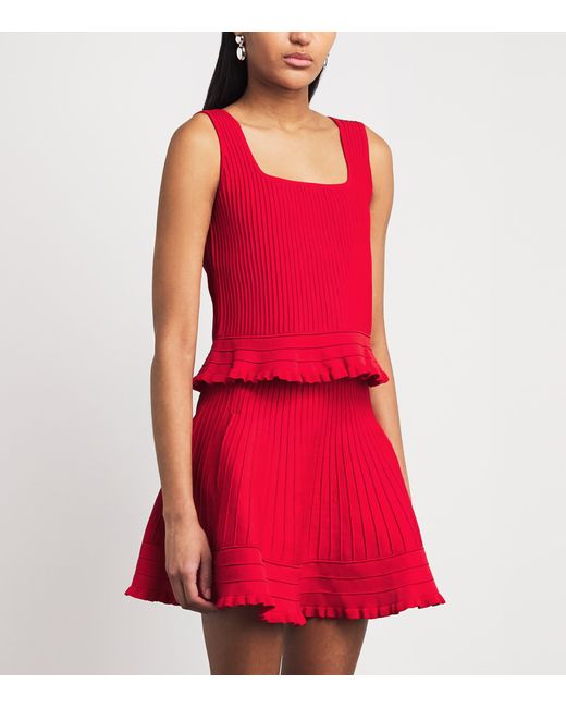 Maje Red Ruffled Crop Top