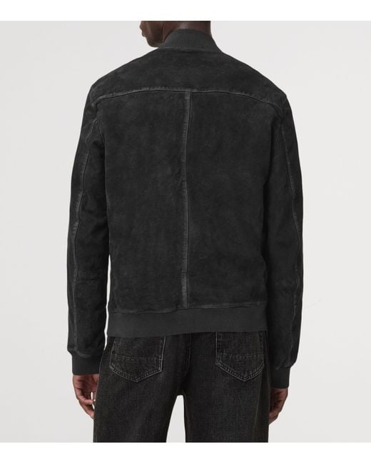 AllSaints Black Suede Kemble Bomber Jacket for men