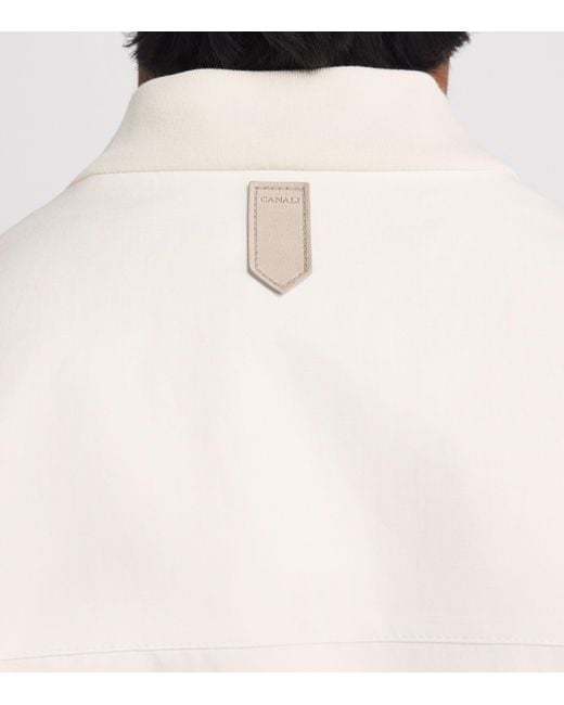 Canali White Linen-Silk Bomber Jacket for men