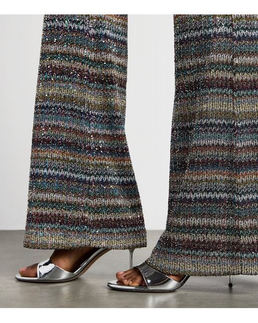 Missoni Gray Metallic Stripe Flared Trousers
