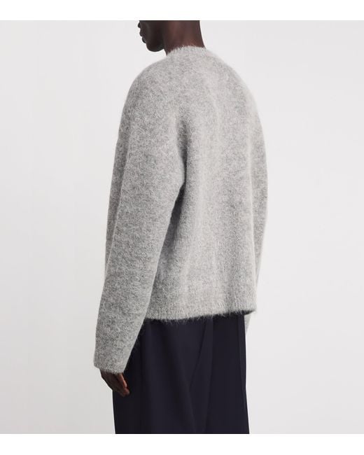 Represent Gray Alpaca-Blend Logo Oversized Sweater for men