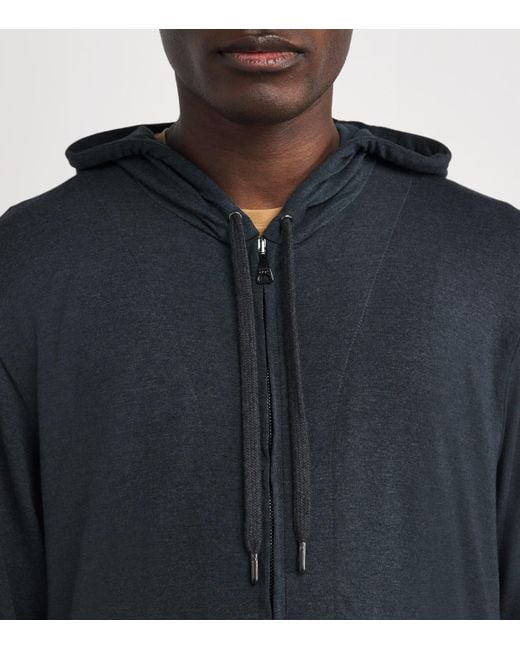 Derek Rose Blue Micromodal Zipped Hoodie for men