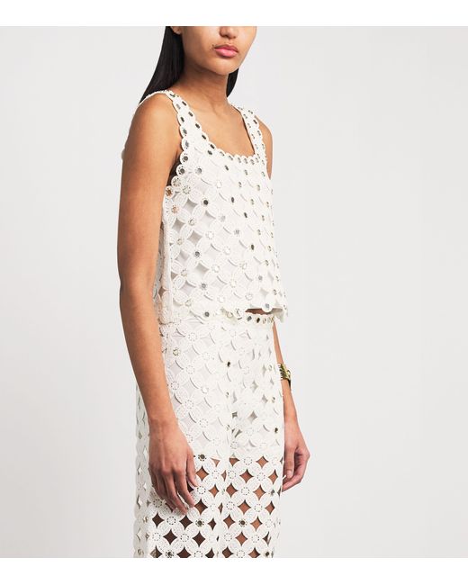 Maje White Mirror-Detail Crochet Top