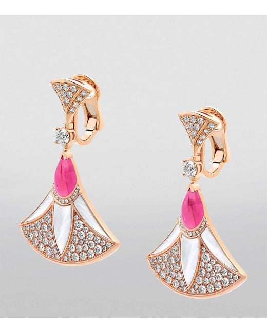 BVLGARI Pink Rose Gold, Diamond And Mother-of-pearl Diva's Dream Earrings