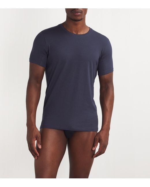 Falke Blue Cotton-Blend Daily Climate Control T-Shirt for men