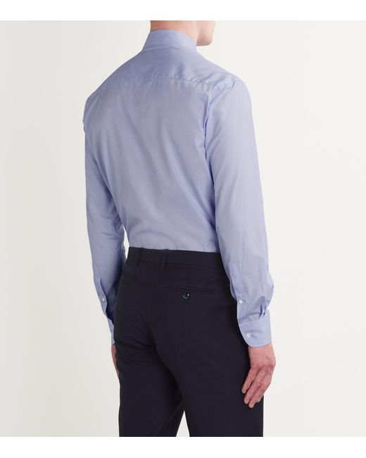 Giorgio Armani Blue Cotton Poplin Shirt for men