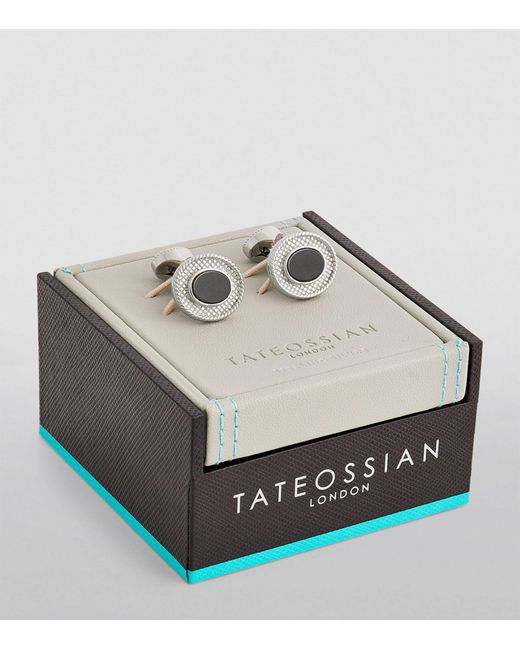 Tateossian Gray Sterling Silver And Hematite Cufflinks for men