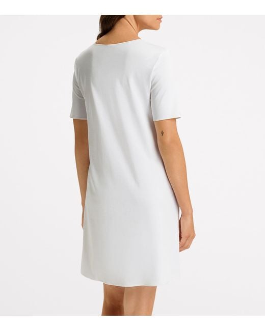 Hanro White Short-Sleeve Cotton Silk Nightdress