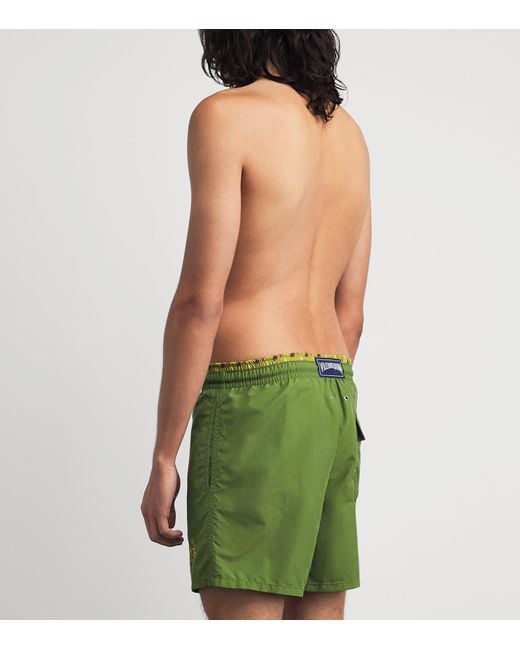 Vilebrequin Green Moku Ronde Des Tortues Swim Shorts for men