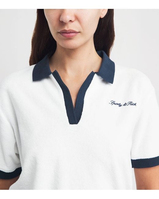 Sporty & Rich Blue Terry Cotton Signature Logo Polo Shirt