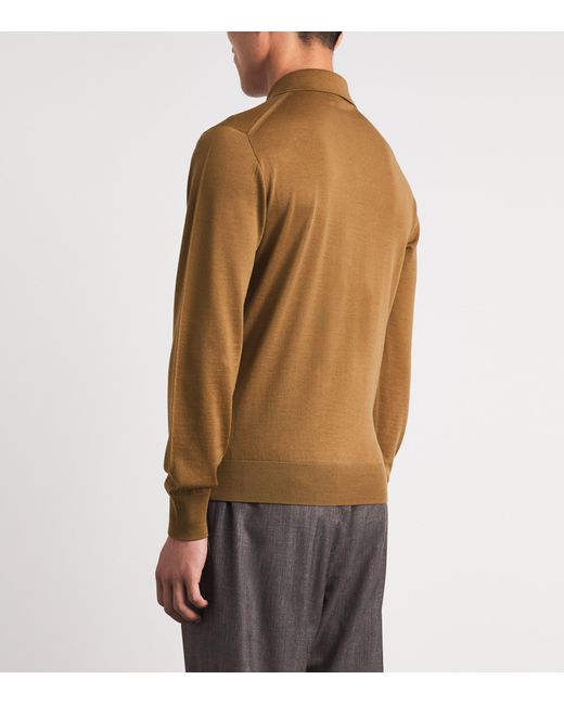 Sease Brown Virgin Wool Polo Shirt for men