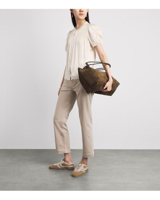 PAIGE White Ruched Diego Blouse