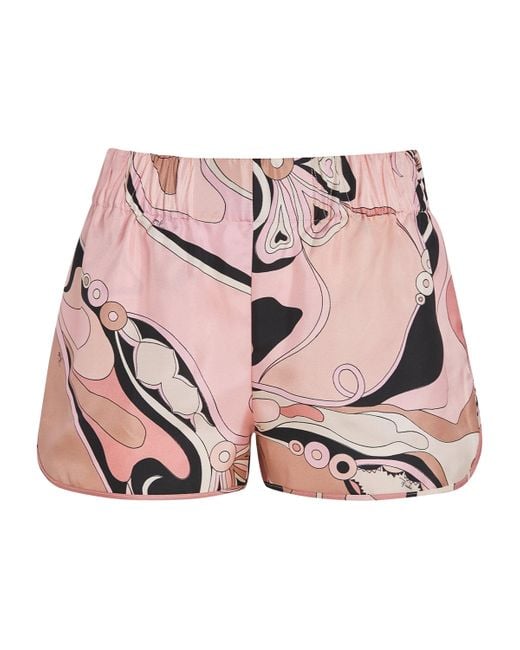 Emilio Pucci Pink Silk Orchidee Print Shorts