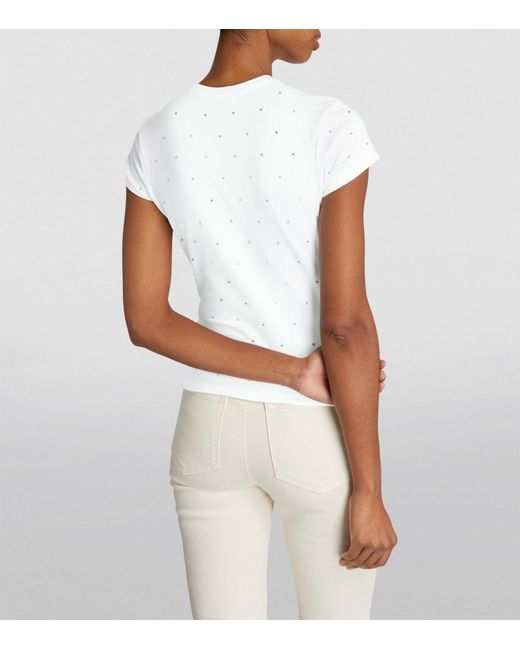GOOD AMERICAN White Stretch-cotton Crystal T-shirt