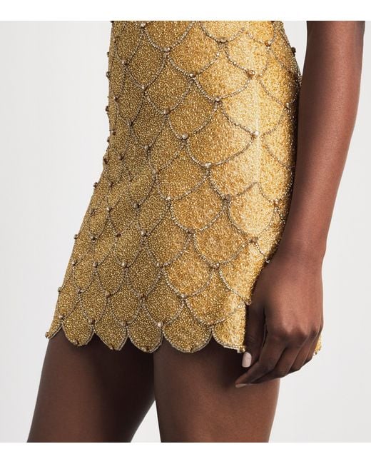 Alice + Olivia Natural Embellished Nina Mini Dress