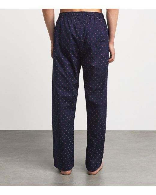 Derek Rose Blue Cotton Nelson Lounge Trousers for men