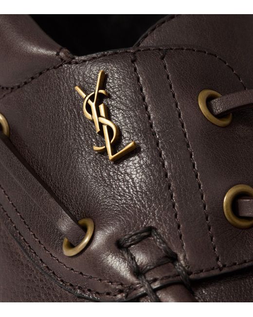 Saint Laurent Brown Leather Bateau Le Loafers for men