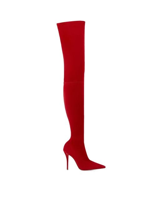 Christian Louboutin Red Miss Z Botta Alta Suede Over-The-Knee Boots 100