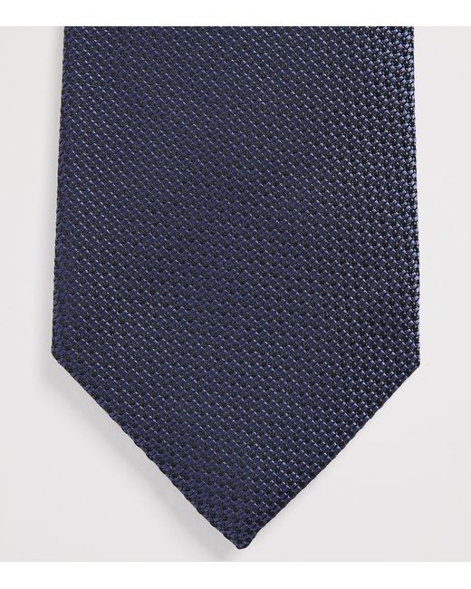 Isaia Blue Silk Seven-Fold Tie for men