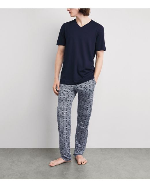 Hanro Blue Cotton Night & Day Lounge Trousers for men