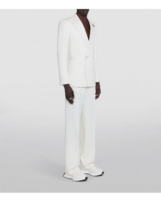 Alexander McQueen White Wool Asymmetric Lapels Blazer for men