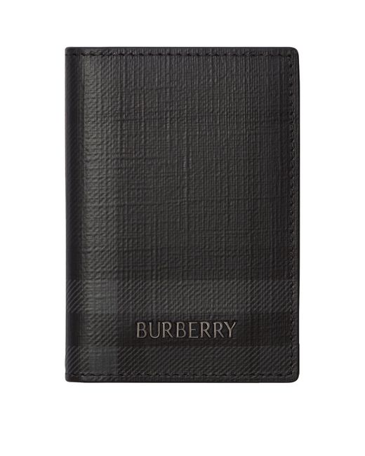 Burberry Black City Check Folding Card Holder for men