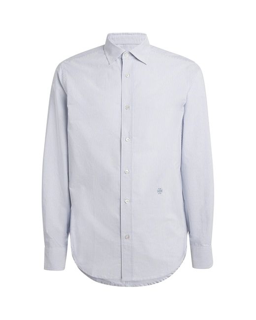 Jacob Cohen Blue Cotton Stripe Monogram Shirt for men