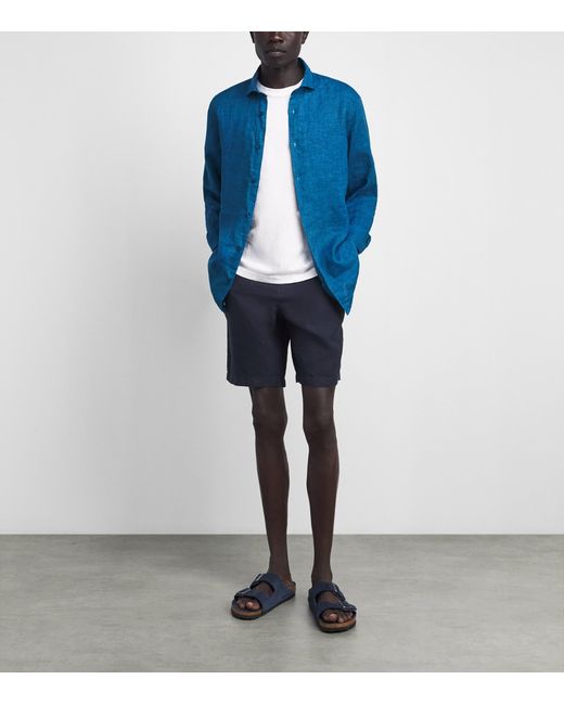 Frescobol Carioca Blue Linen Antonio Shirt for men