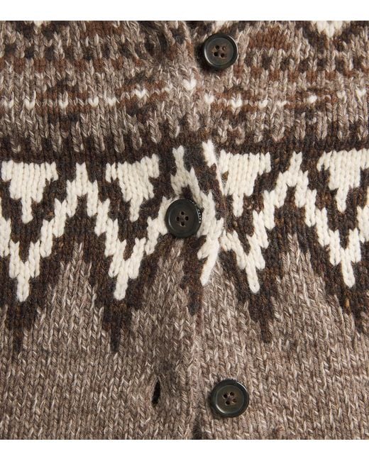 Polo Ralph Lauren Brown Wool-Blend Fair Isle Cardigan