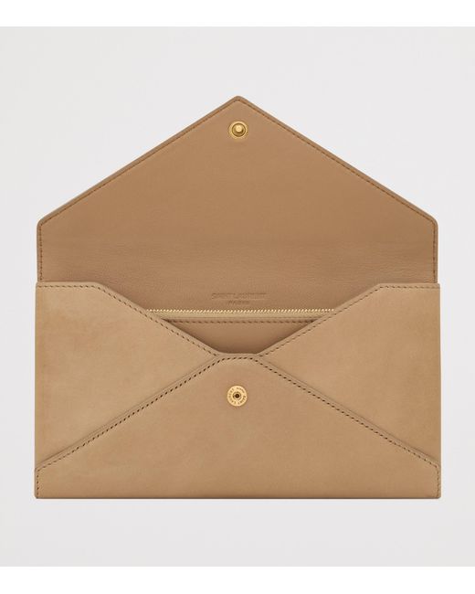 Saint Laurent Natural Large Leather Letter Flap Wallet