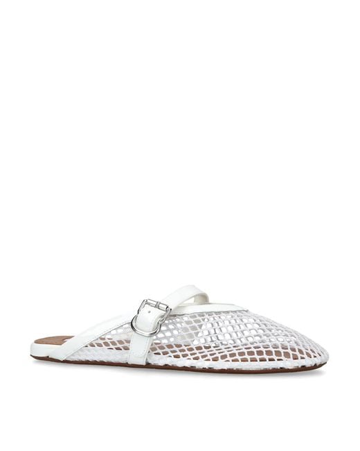 Alaïa White Patent Leather Fishnet Mules