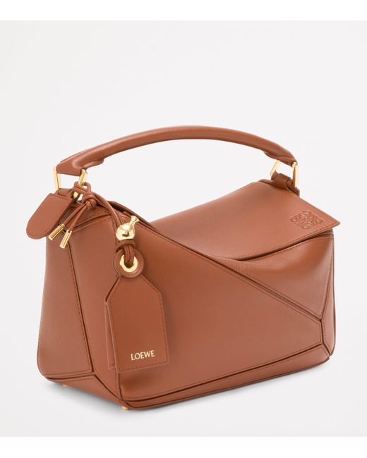 Loewe Brown Small Leather Featherlight Puzzle Top-Handle Bag