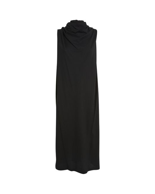 Issey Miyake Black Cotton Knot Midi Dress