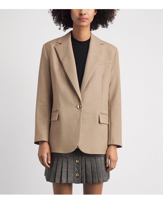 Maje Natural Single-Button Blazer