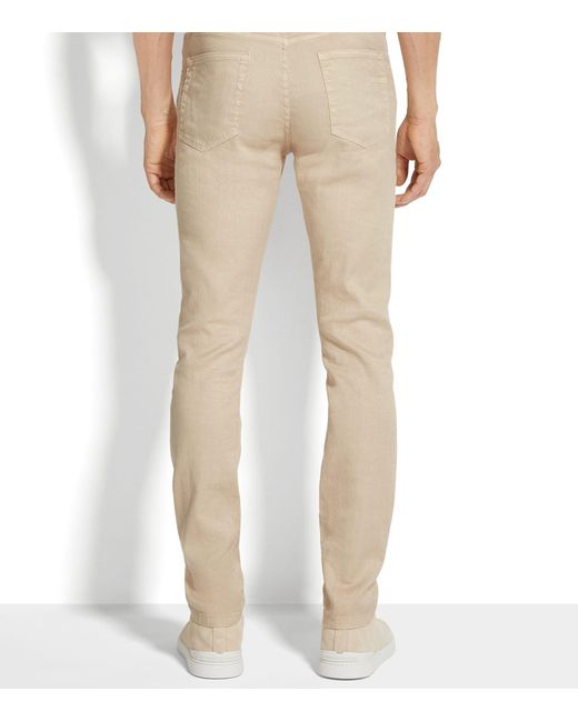 Zegna Natural Linen-cotton Roccia Slim Jeans for men