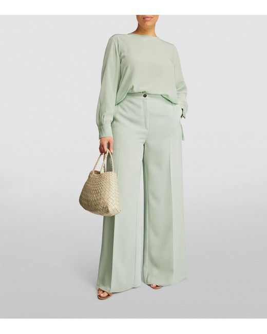 Marina Rinaldi Green Wide-leg Tailored Trousers