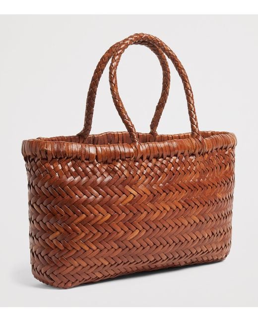 Dragon Diffusion Brown Mini Leather Flat Gora Tote Bag