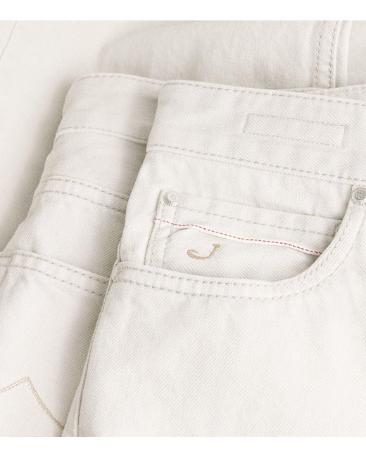 Jacob Cohen White Limited Edition Pony Hair-Patch Sean Relaxed Jeans for men