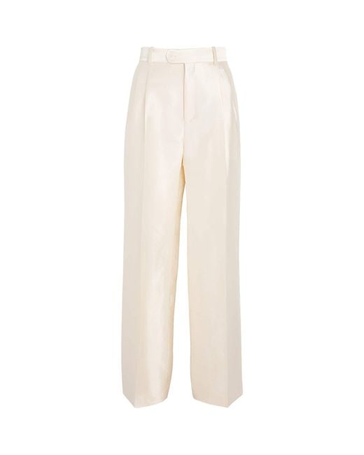Sandro White Satin Tailored Trousers