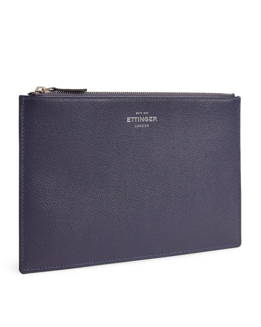Ettinger Blue Leather Capra Travel Pouch