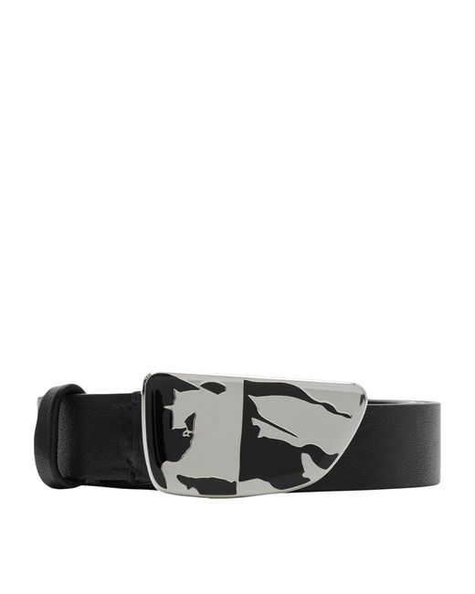 Burberry Black Leather Shield Ekd Belt for men