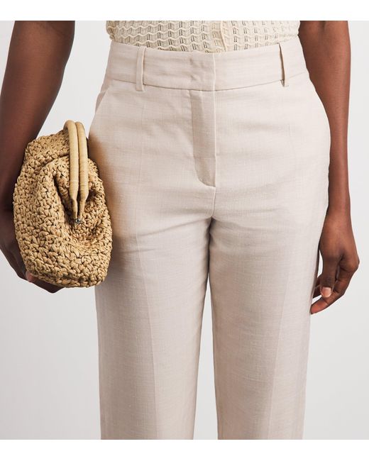 Eleventy Gray Wool-Silk-Linen Tailored Trousers